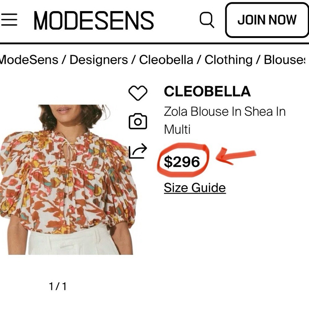 Cleobella Zola Blouse Women's Large Shea Multi Floral Art Print MSRP $296 - Picture 3 of 17